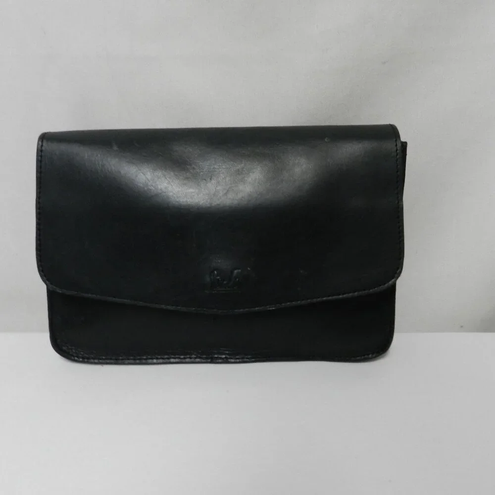 Sseko Vintage Saddle Leather w/ Snakeskin black shoulder handbag purse clutch - Picture 1 of 11